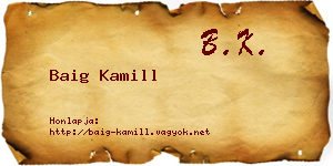 Baig Kamill névjegykártya